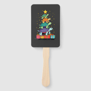 Turtle Tree Christmas Tree Adorable Turtle Christm Hand Fan