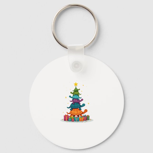 Turtle Tree Christmas Tree Adorable Turtle Christm Key Ring (Front)