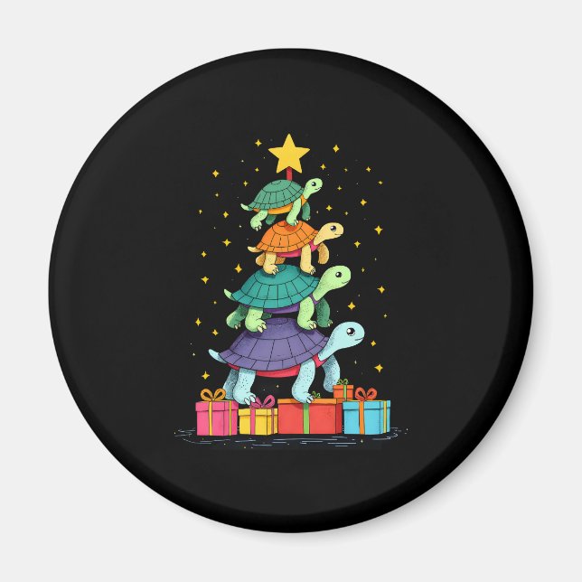 Turtle Tree Christmas Tree Adorable Turtle Christm Magnet (Front)