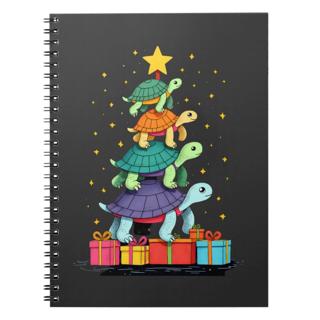 Turtle Tree Christmas Tree Adorable Turtle Christm Notebook (Front)