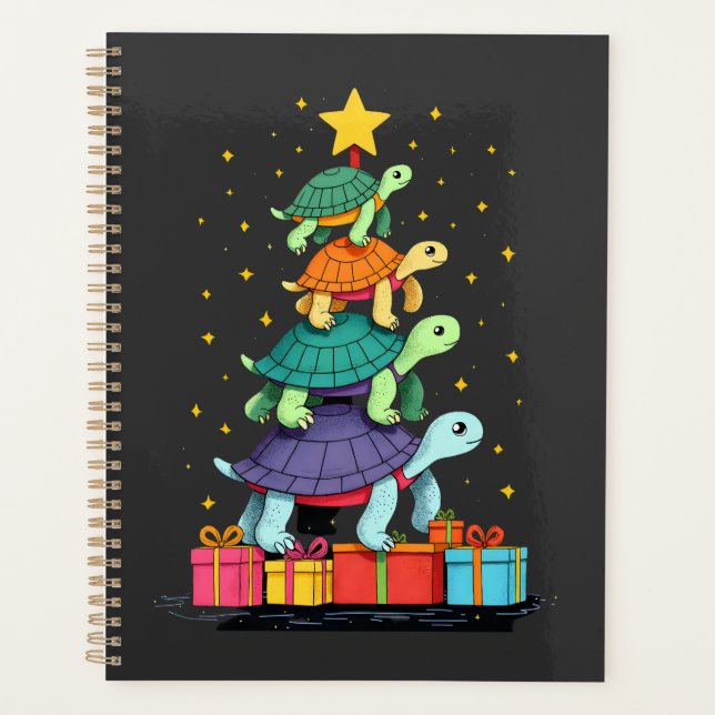 Turtle Tree Christmas Tree Adorable Turtle Christm Planner (Front)