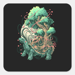 Turtle Tree Square Sticker