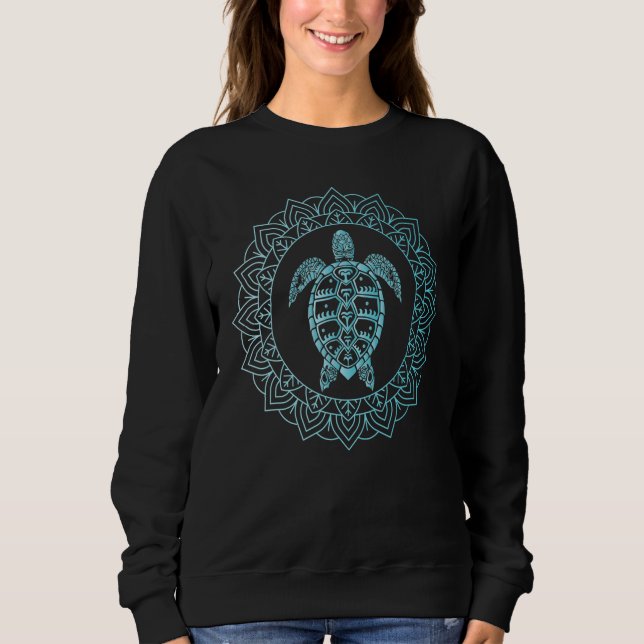 Turtle Tribe Abstract Mandala Turtle Art Sweatshirt (Front)