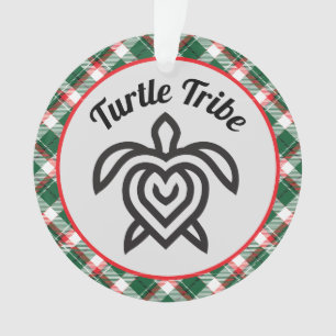 Turtle Tribe Plaid Round Ornament