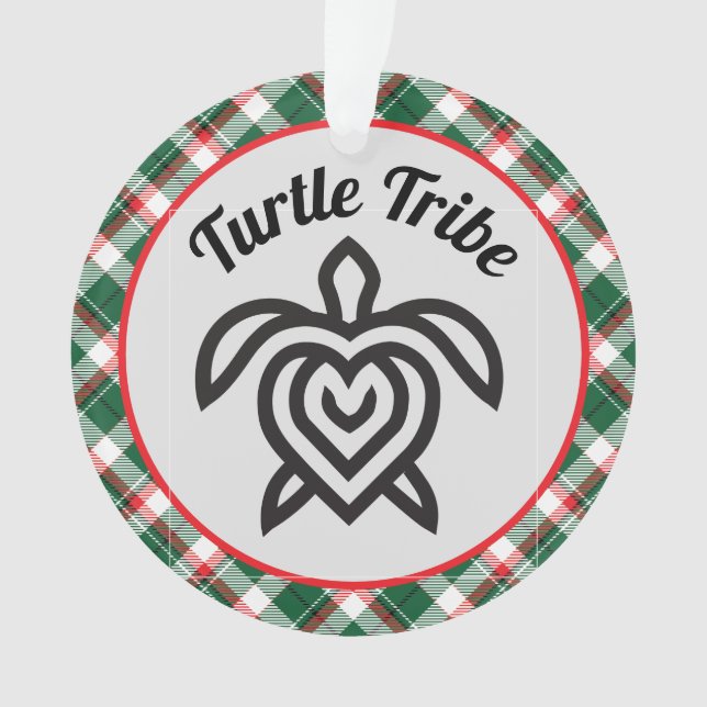 Turtle Tribe Plaid Round Ornament (Front)