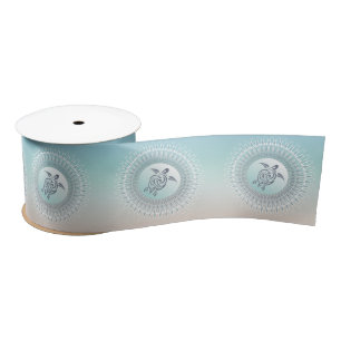 Turtle Turquoise Coastal Maritime Satin Ribbon
