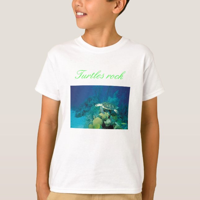 turtle, Turtles rock - Customised T-Shirt (Front)
