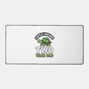 Turtle Two Year Old Birthday Vintage Engraving Shi Desk Mat