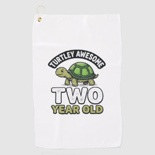 Turtle Two Year Old Birthday Vintage Engraving Shi Golf Towel