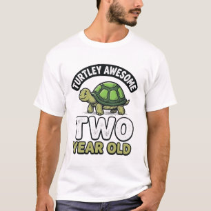 Turtle Two Year Old Birthday Vintage Engraving Shi T-Shirt