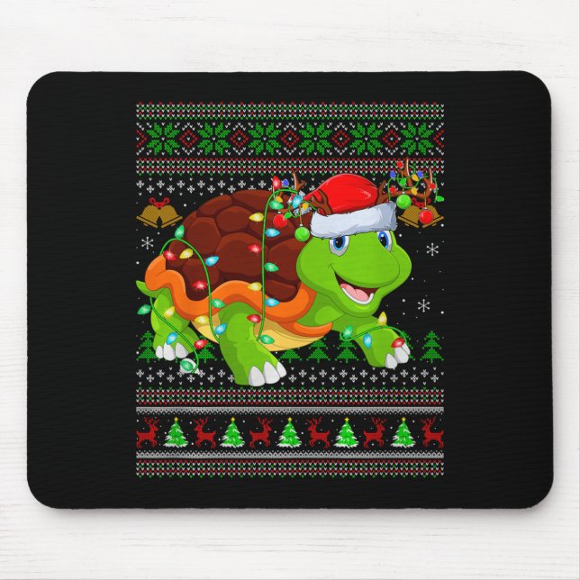 Turtle Ugly Christmas Sweaters Holiday Santa Cute  Mouse Pad (Front)