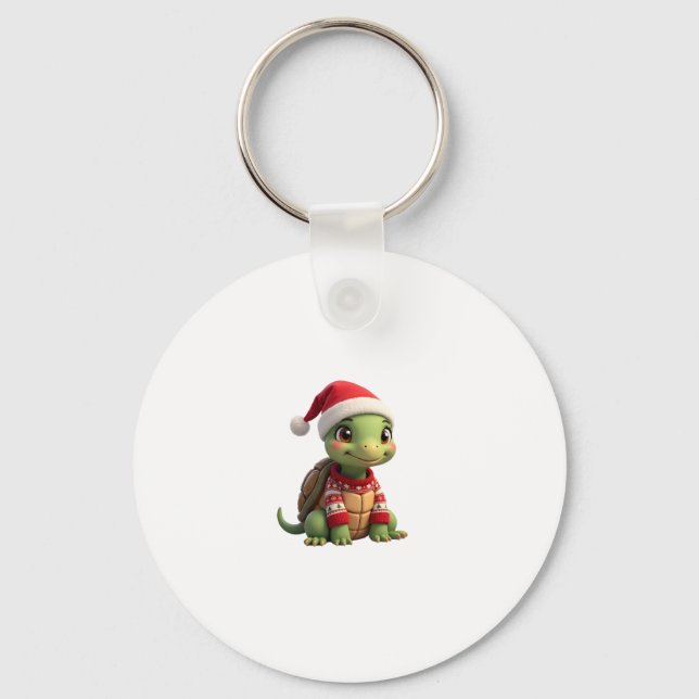 Turtle Ugly Sweater Santa Hat Christmas T-Shirt (2 Key Ring (Front)