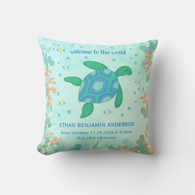 Turtle Under The Sea Baby Birth Cushion (Front)