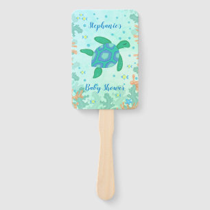 Turtle Under The Sea Baby Shower Hand Fan