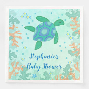 Turtle Under The Sea Baby Shower Napkin