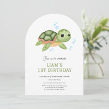 Turtle Under the sea first birthday invitation