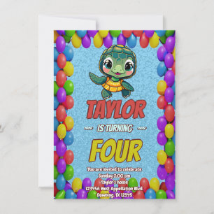 Turtle Unique Personalised Birthday Invite Kids