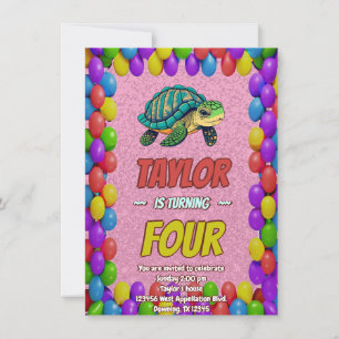 Turtle Unique Personalised Birthday Invite Kids