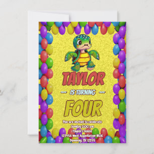 Turtle Unique  Personalised Birthday Invite Kids