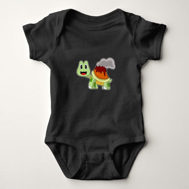 Turtle Volcano Baby Bodysuit (Front)