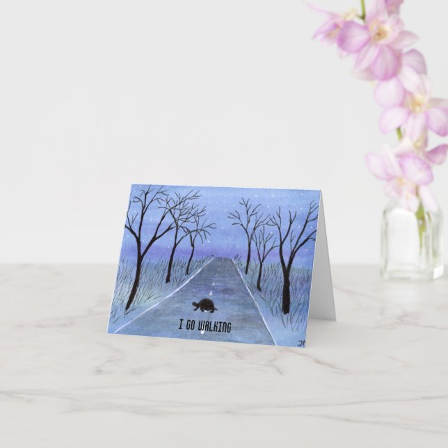 Turtle Walking After Midnight Card (Orchid)