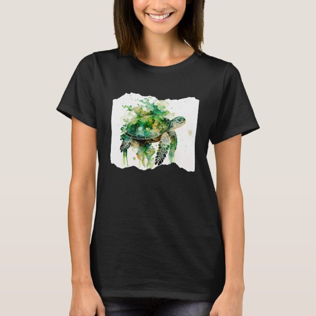 Turtle Watercolor Artwork T-Shirt (Front)