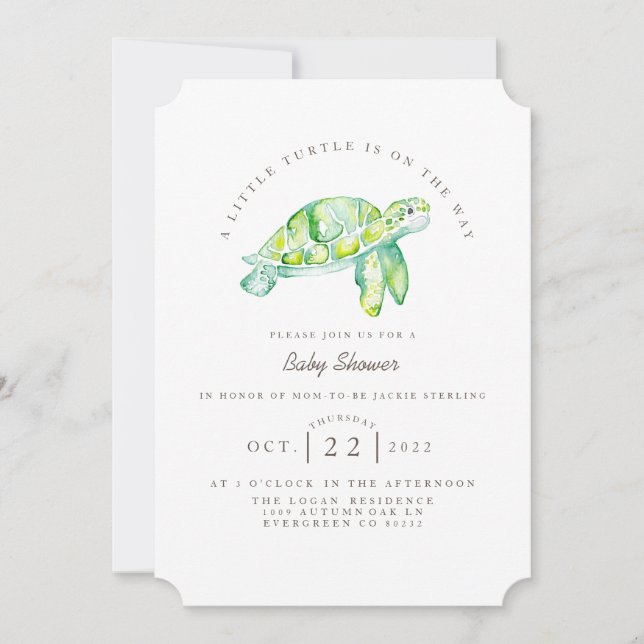 Turtle Watercolor | Ocean Life Baby Shower Invitation (Front)