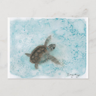 Turtle Watercolor Painting Postcard