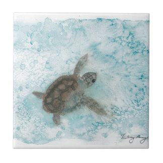 Turtle Watercolor Painting Tile