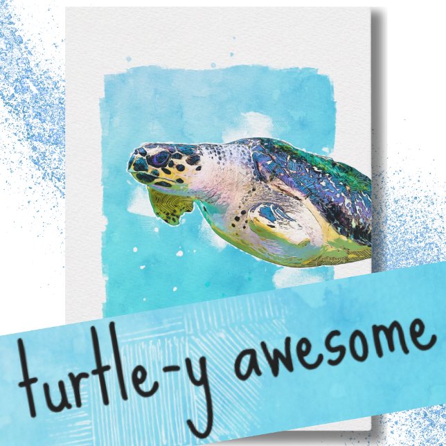 Turtle Watercolor School Valentine's Day Card (Creator Uploaded)