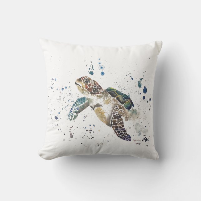 Turtle Watercolour Cushion (Front)
