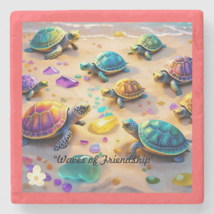 "Turtle Wave Riders" Stone Coaster
