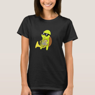 Turtle Wearing Sunglasses Playing French Horn T-Shirt