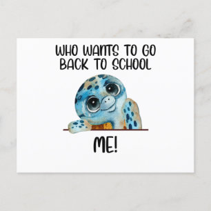 turtle who want to go back to school postcard