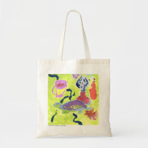 Turtle with a cup of tea tote bag