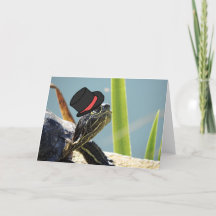 Turtle with an Monocle and Top Hat Blank Greeting
