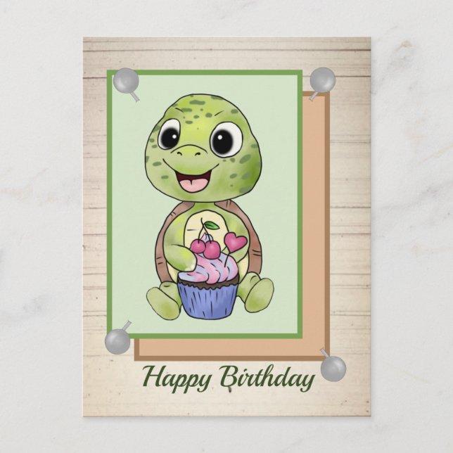 Turtle with and postcard (Front)