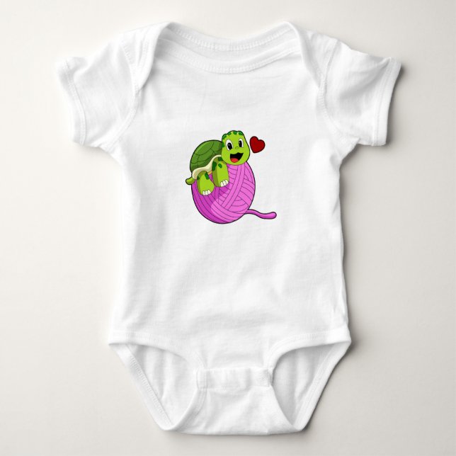 Turtle with Ball of Wool Baby Bodysuit (Front)