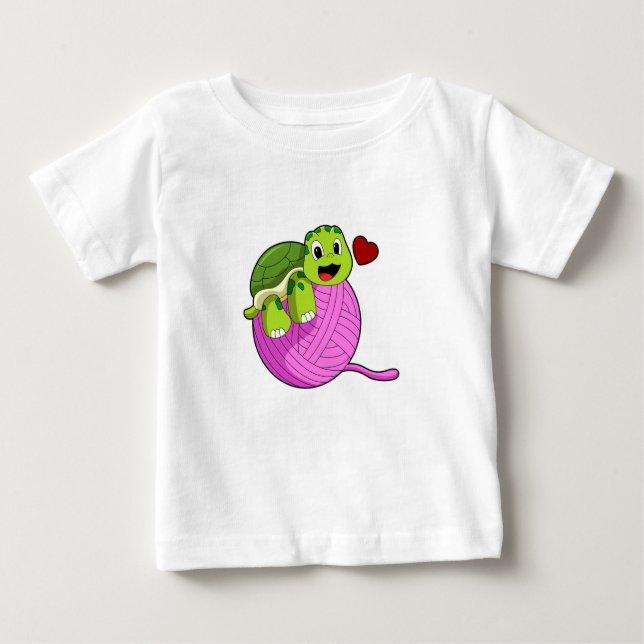Turtle with Ball of Wool Baby T-Shirt (Front)
