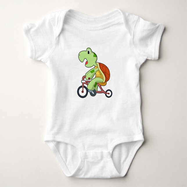 Turtle with Bicycle Baby Bodysuit (Front)