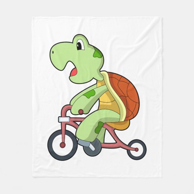 Turtle with Bicycle Fleece Blanket (Front)