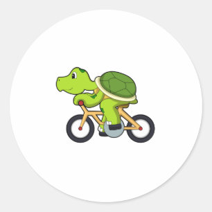 Turtle with Bicycle.PNG Classic Round Sticker