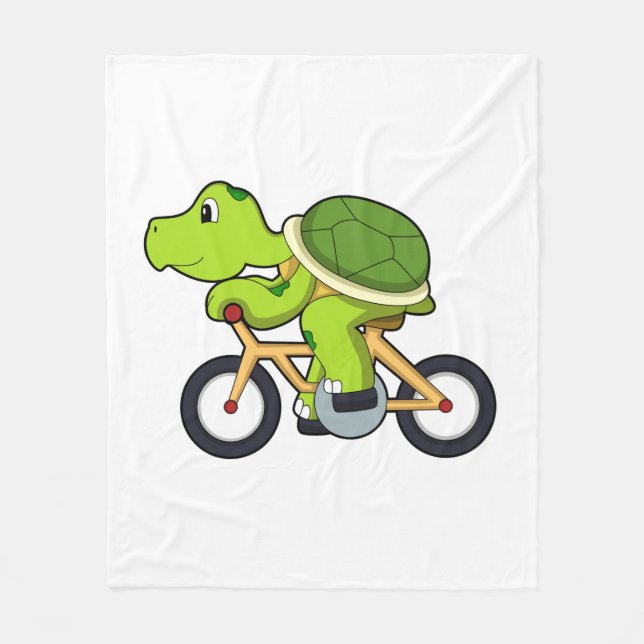 Turtle with Bicycle.PNG Fleece Blanket (Front)