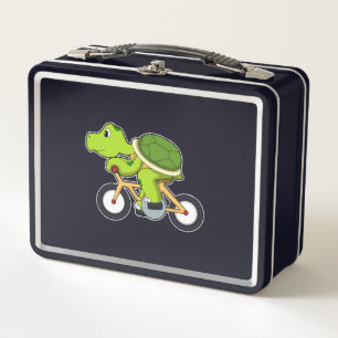 Turtle with Bicycle.PNG Metal Lunch Box