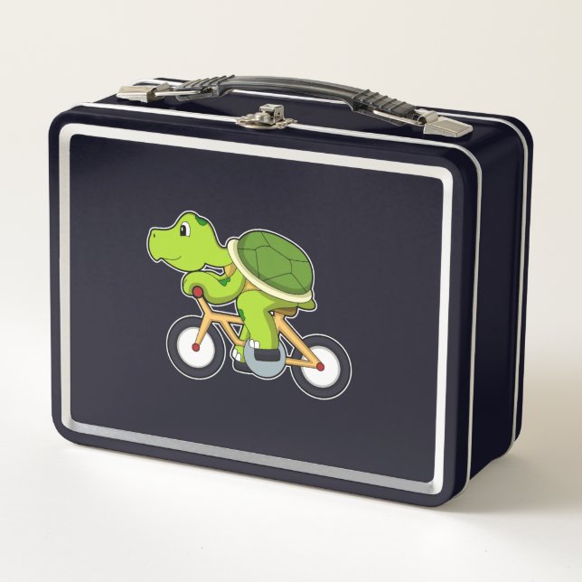 Turtle with Bicycle.PNG Metal Lunch Box (Front)
