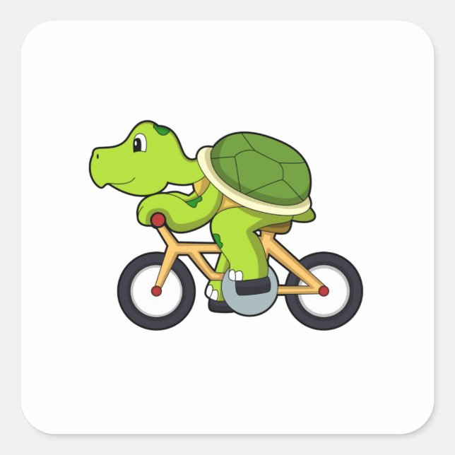 Turtle with Bicycle.PNG Square Sticker (Front)