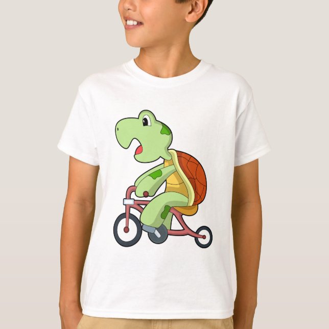 Turtle with Bicycle T-Shirt (Front)