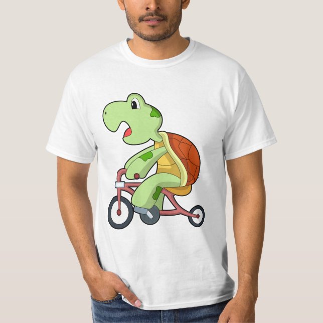 Turtle with Bicycle T-Shirt (Front)