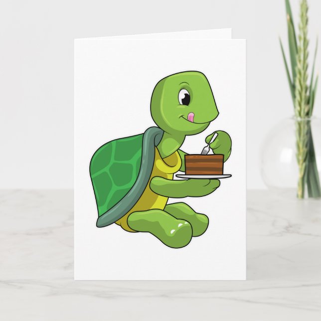 Turtle with Cake Card (Front)