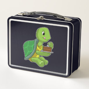 Turtle with Cake Metal Lunch Box